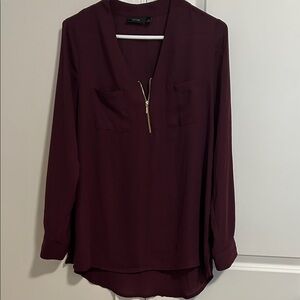 Apt. 9 Deep Wine Zipper Blouse